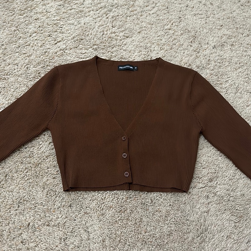 PrettyLittleThing Crop Brown Sweater